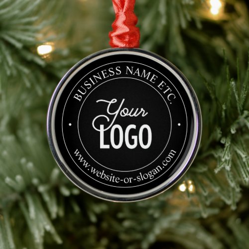 Easy Logo Replacement  Customizable Text  Black Metal Ornament