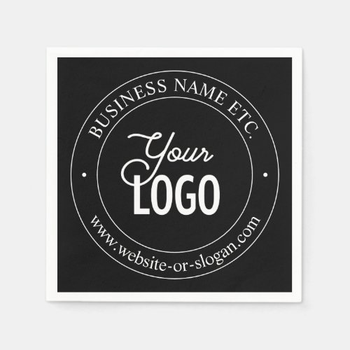 Easy Logo Replacement  Customizable Text  Black Napkins