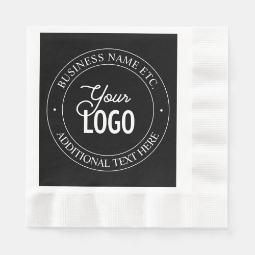 Easy Logo Replacement  Customizable Text  Black Napkins