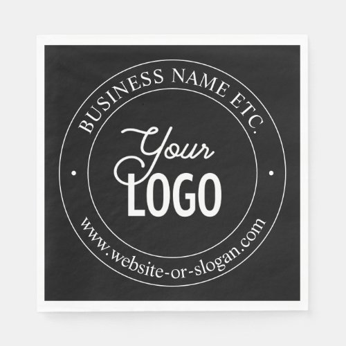 Easy Logo Replacement  Customizable Text  Black Napkins