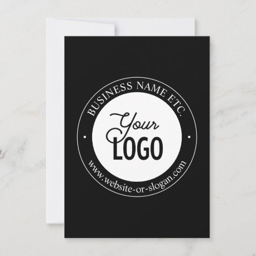 Easy Logo Replacement  Customizable Text  Black Note Card