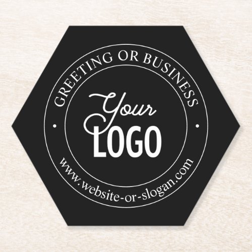 Easy Logo Replacement  Customizable Text  Black Paper Coaster