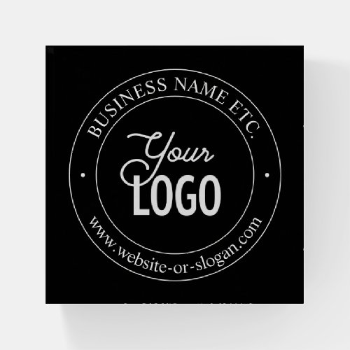 Easy Logo Replacement  Customizable Text  Black Paperweight
