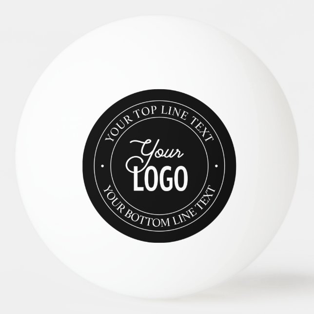 Easy Logo Replacement & Customizable Text | Black Ping Pong Ball (Front)