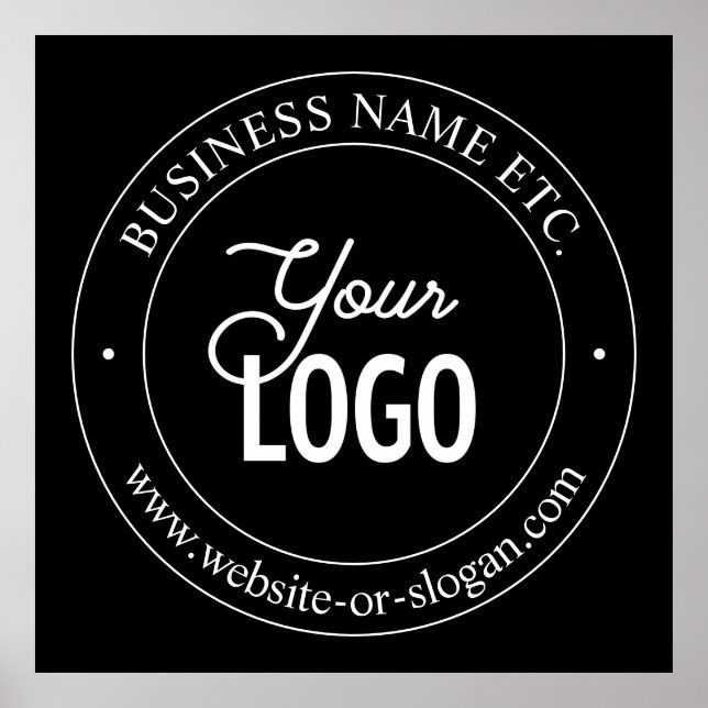 Easy Logo Replacement & Customizable Text | Black Poster (Front)