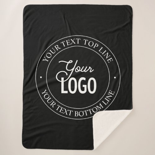 Easy Logo Replacement  Customizable Text  Black Sherpa Blanket