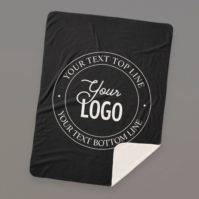Easy Logo Replacement & Customizable Text | Black Sherpa Blanket (Creator Uploaded)