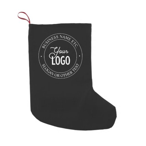 Easy Logo Replacement  Customizable Text  Black Small Christmas Stocking