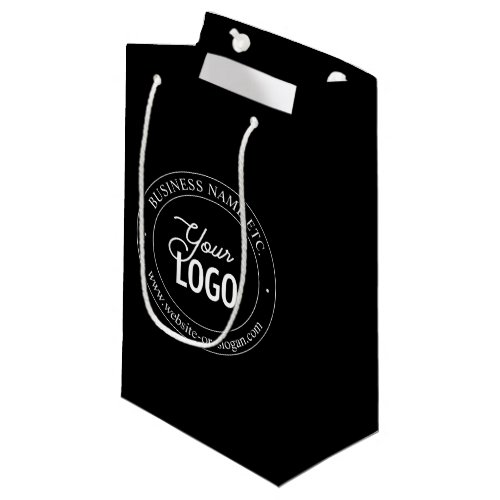 Easy Logo Replacement  Customizable Text  Black Small Gift Bag