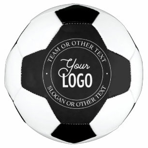 Easy Logo Replacement & Customizable Text   Black Soccer Ball