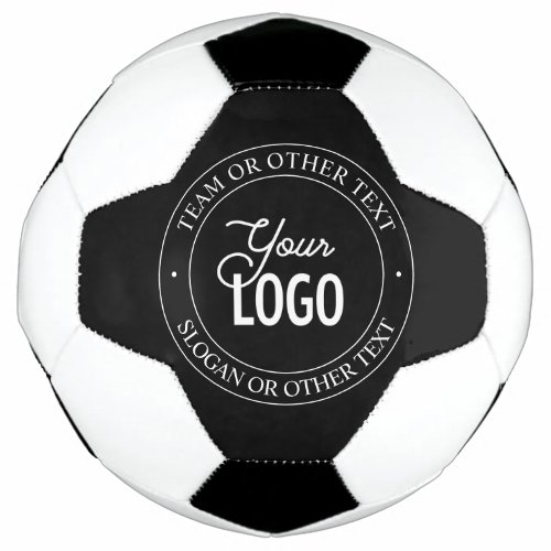 Easy Logo Replacement  Customizable Text  Black Soccer Ball