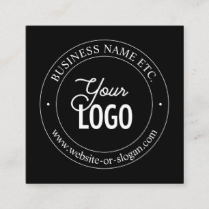 Easy Logo Replacement & Customizable Text Black Square Business Card