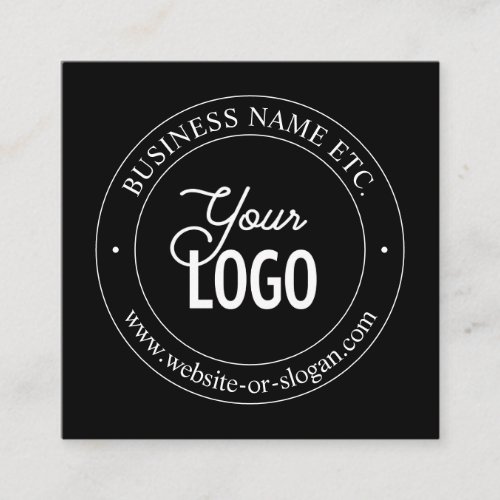 Easy Logo Replacement  Customizable Text  Black Square Business Card