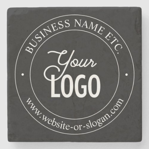 Easy Logo Replacement  Customizable Text  Black Stone Coaster