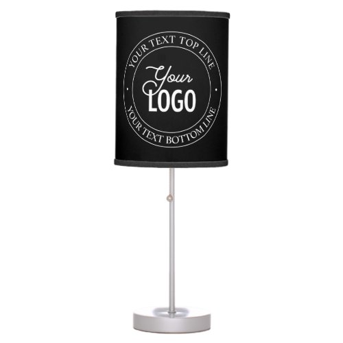 Easy Logo Replacement  Customizable Text  Black Table Lamp
