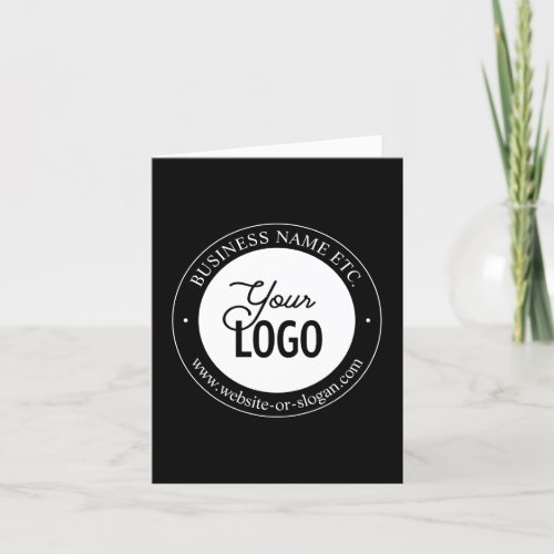 Easy Logo Replacement  Customizable Text  Black Thank You Card