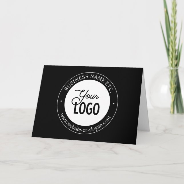 Easy Logo Replacement & Customizable Text | Black  Thank You Card (Front)