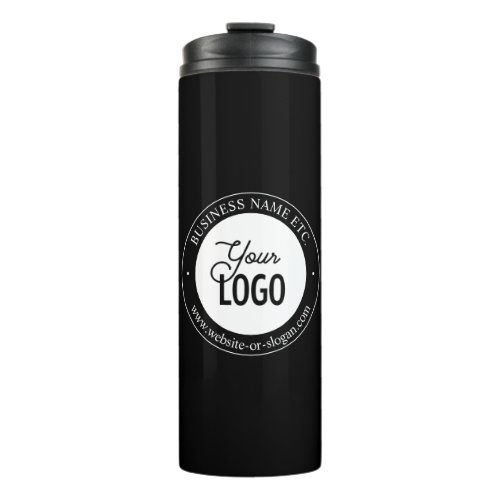 Easy Logo Replacement  Customizable Text  Black Thermal Tumbler