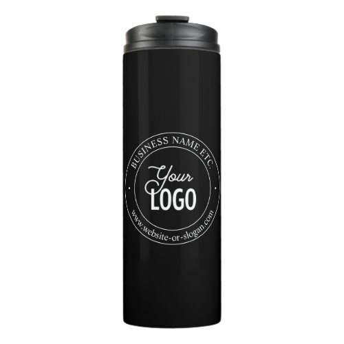 Easy Logo Replacement  Customizable Text  Black  Thermal Tumbler