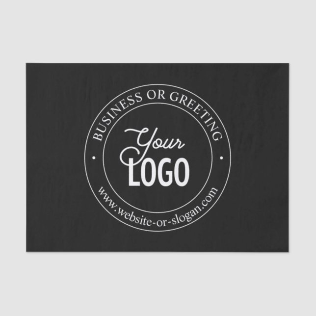 Easy Logo Replacement & Customizable Text | Black Tissue Paper (Front)