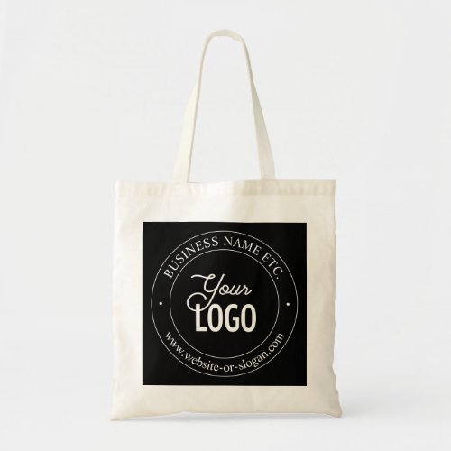 Easy Logo Replacement  Customizable Text  Black Tote Bag