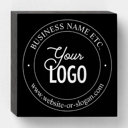 Easy Logo Replacement  Customizable Text  Black Wooden Box Sign