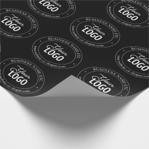 Easy Logo Replacement  Customizable Text  Black Wrapping Paper