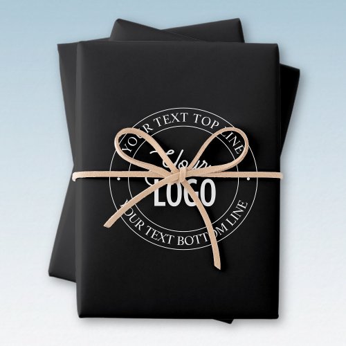 Easy Logo Replacement  Customizable Text  Black Wrapping Paper Sheets