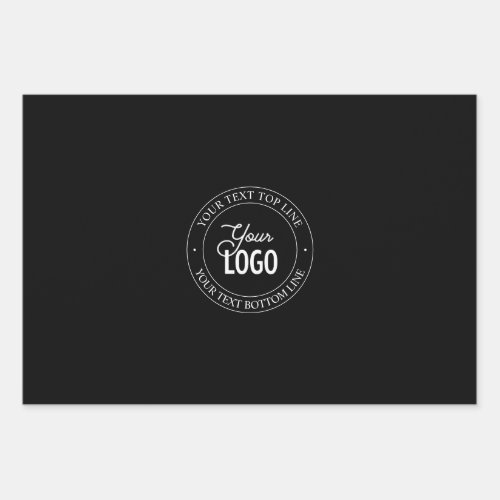 Easy Logo Replacement  Customizable Text  Black Wrapping Paper Sheets