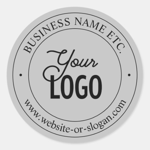 Easy Logo Replacement  Customizable Text  Grey Classic Round Sticker