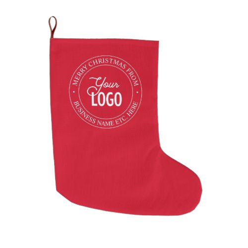 Easy Logo Replacement  Customizable Text  Red Large Christmas Stocking