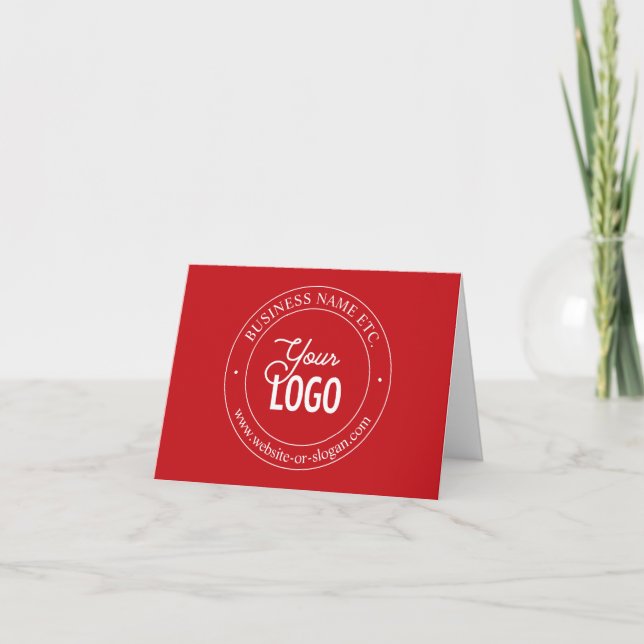 Easy Logo Replacement & Customizable Text | Red Letterpress Thank You Card (Front)