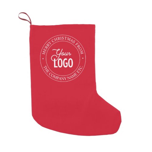 Easy Logo Replacement  Customizable Text  Red Small Christmas Stocking
