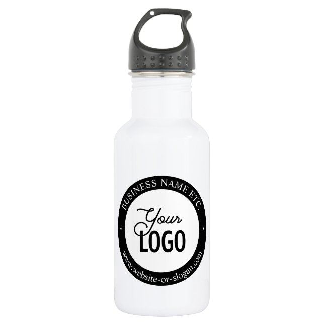 Easy Logo Replacement & Customizable Text Stainless Steel Water Bottle (Front)