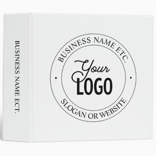 Easy Logo Replacement  Customizable Text  White 3 Ring Binder