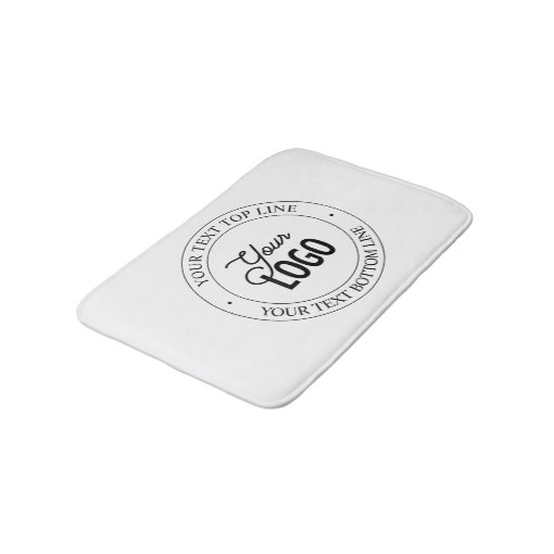 Easy Logo Replacement & Customizable Text | White Bath Mat | Zazzle