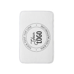 Easy Logo Replacement & Customizable Text | White Bath Mat | Zazzle