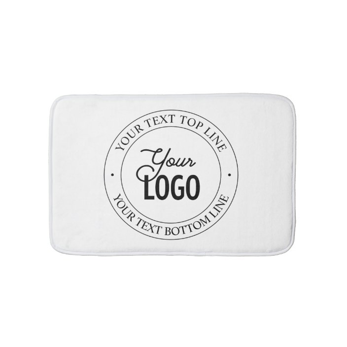 Easy Logo Replacement & Customizable Text | White Bath Mat | Zazzle.com