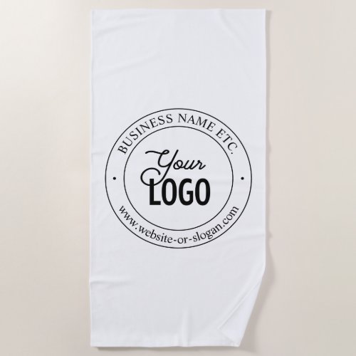 Easy Logo Replacement  Customizable Text  White Beach Towel