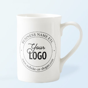 Easy Logo Replacement & Customizable Text White Bone China Mug