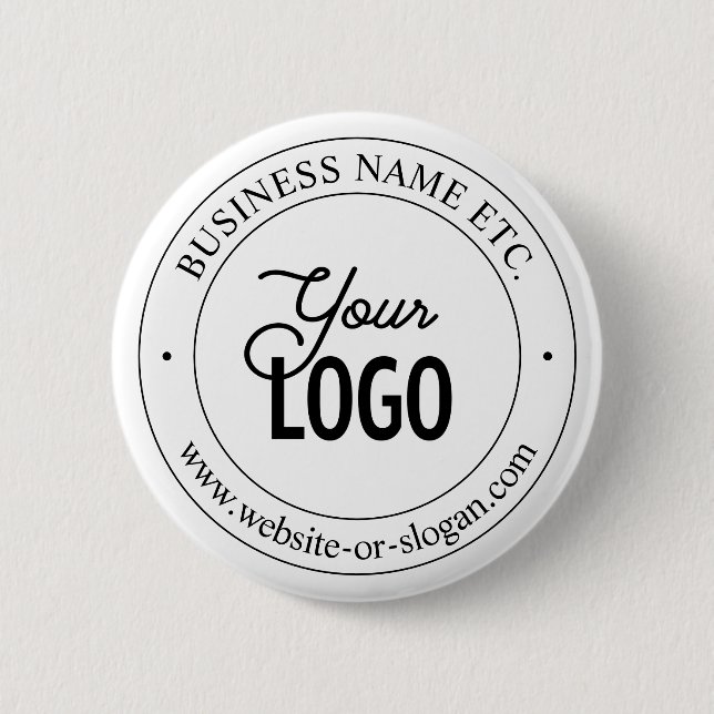 Easy Logo Replacement & Customizable Text | White Button (Front)
