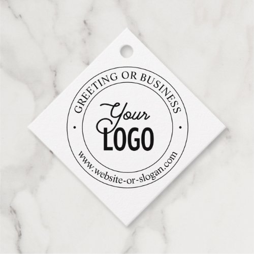 Easy Logo Replacement  Customizable Text  White Favor Tags