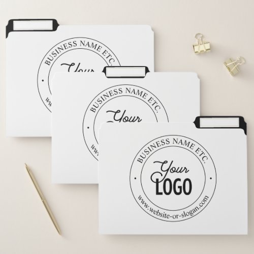 Easy Logo Replacement  Customizable Text  White File Folder