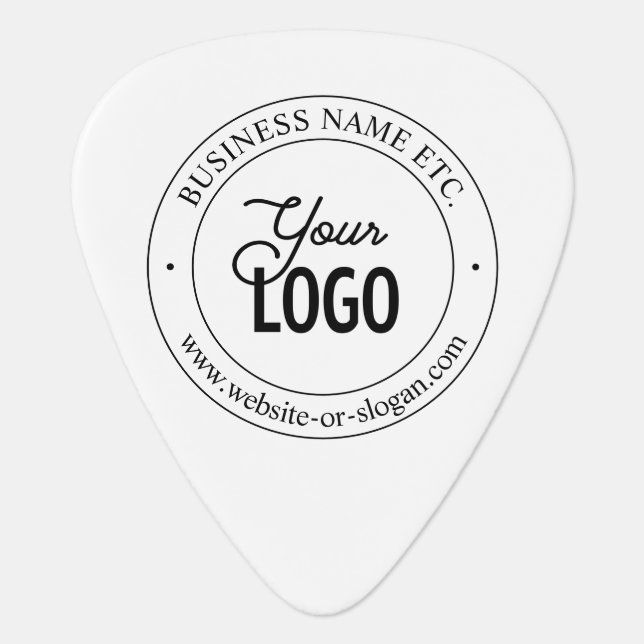 Easy Logo Replacement & Customizable Text | White Guitar Pick (Front)