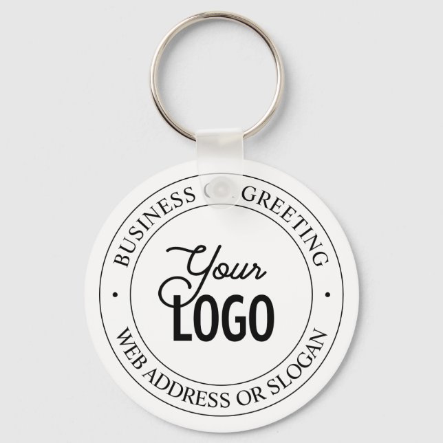 Easy Logo Replacement & Customizable Text | White Keychain (Front)