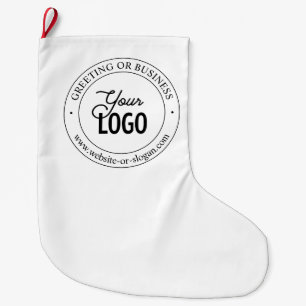 Easy Logo Replacement & Customizable Text White Large Christmas Stocking