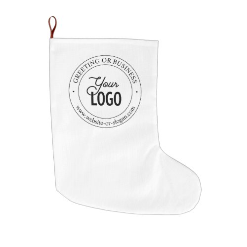 Easy Logo Replacement  Customizable Text  White Large Christmas Stocking