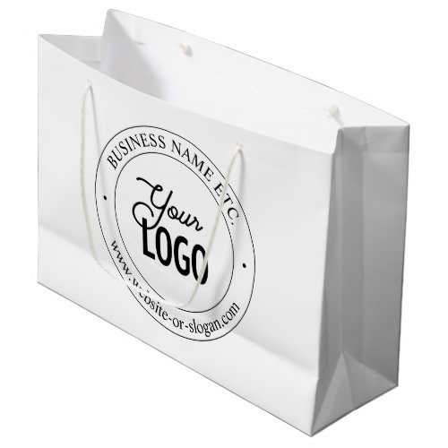 Easy Logo Replacement  Customizable Text  White Large Gift Bag