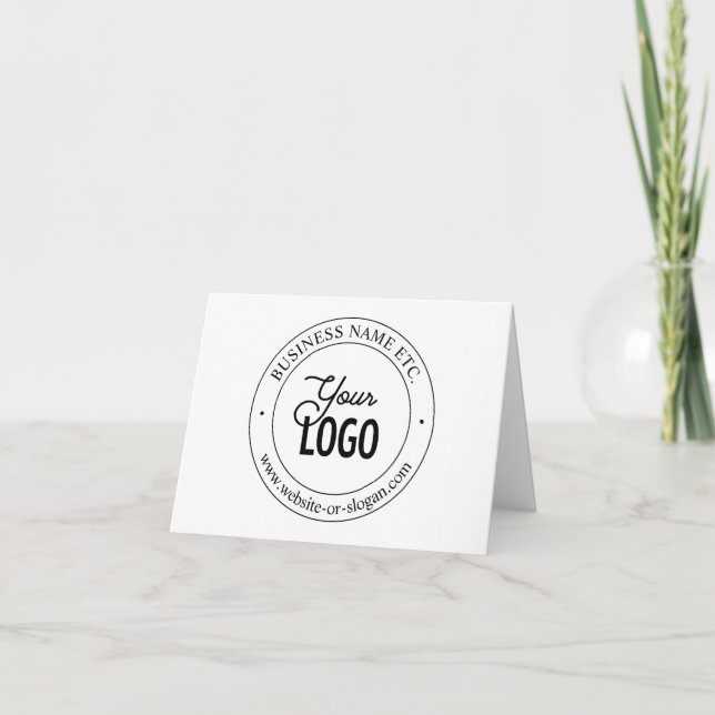 Easy Logo Replacement & Customizable Text | White Letterpress Thank You Card (Front)