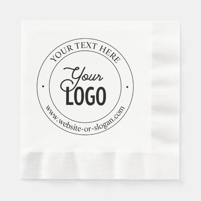 Easy Logo Replacement & Customizable Text | White Napkins (Front)